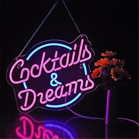 Cocktails and Dreams Movie LED Neon Sign Light Wall Decor Bar Party Man Cave NEW - Picture 7 of 7